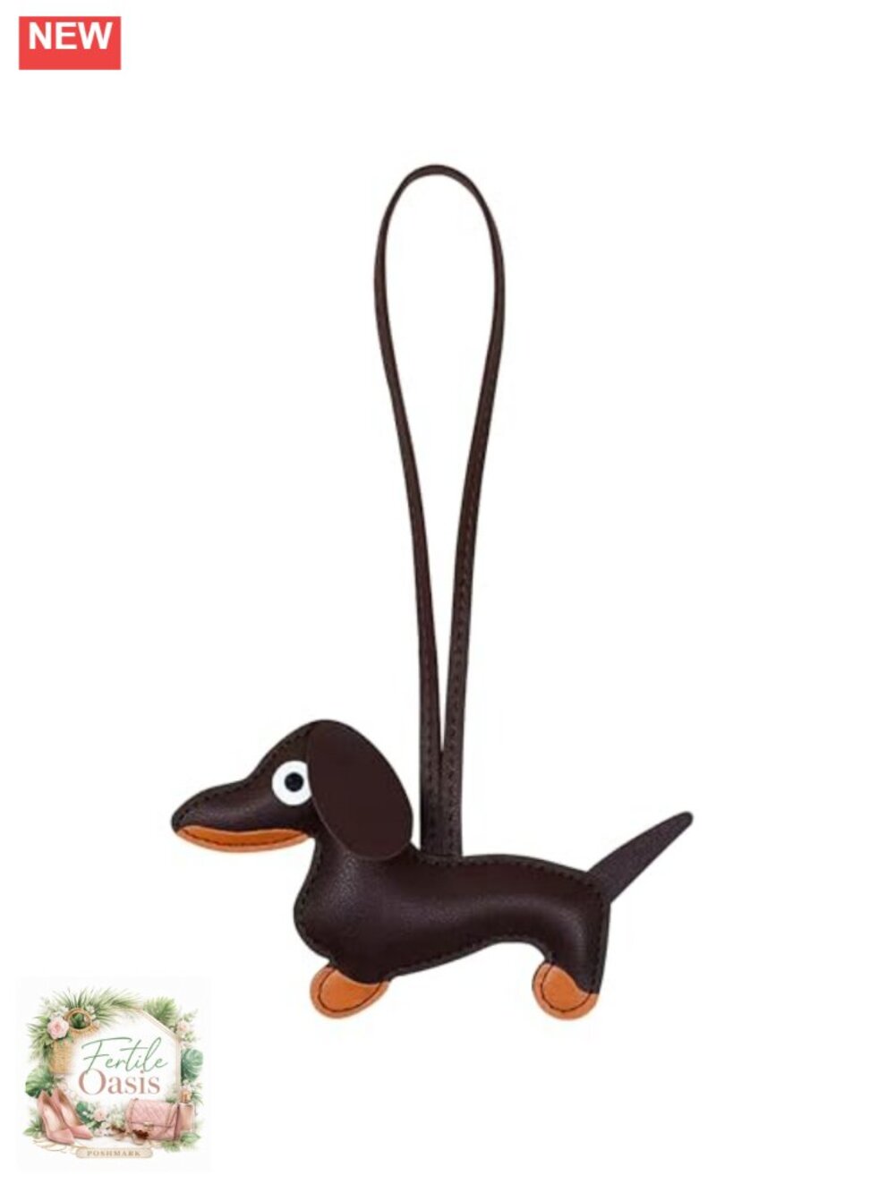 Dachshund Bag Charm Faux Leather PU Keychain Purse Accessory Cute Dog Lover Gift